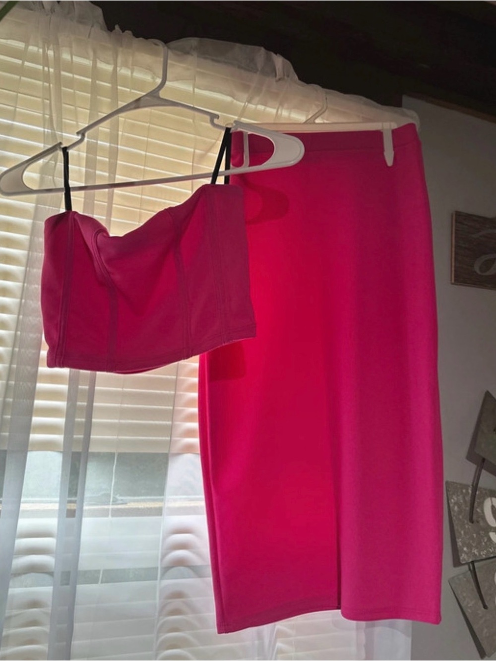 Hot Pink Midi Skirt — Sleek High-Waist Style